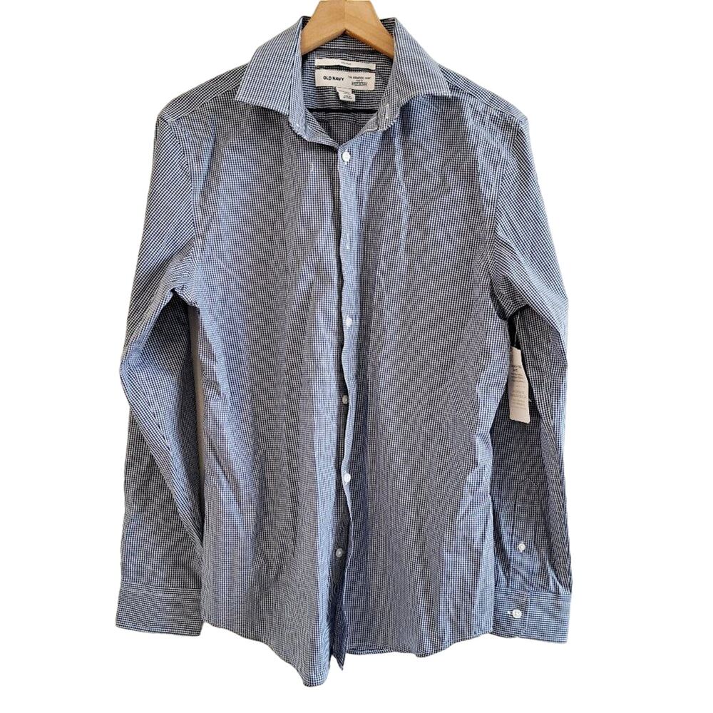 Old Navy Checkered Long Sleeve Button Up Slim Fit Shirt